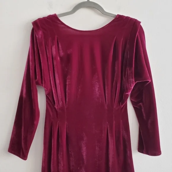 Tularosa Purple Velour Long Sleeve Puff Sleeve Mini Dress